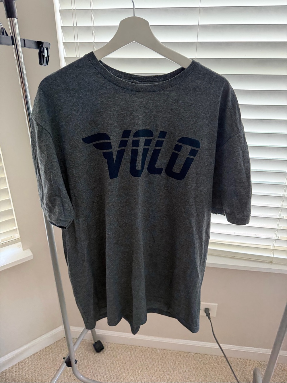 Gildan Dark Gray Short-Sleeve T-Shirt with Navy VOLO Graphic